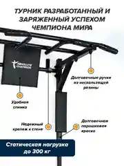 Турник 3 в 1 Absolute Champion Центрл Спорт черный усиленный для спорта и фитнеса дома
