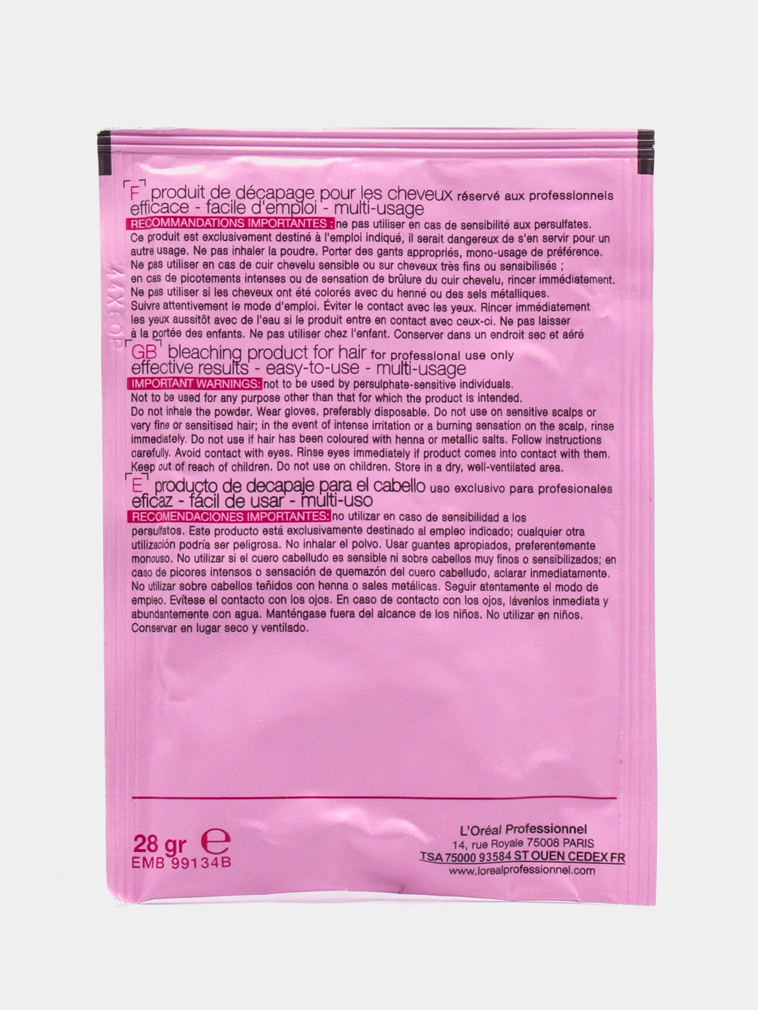Средство для удаления краски с волос LOreal Efassor Poudre, 1 пакетик, 28 г