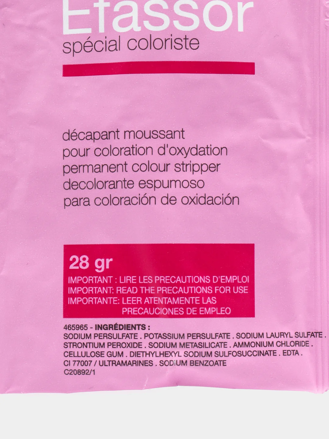 Средство для удаления краски с волос LOreal Efassor Poudre, 1 пакетик, 28 г