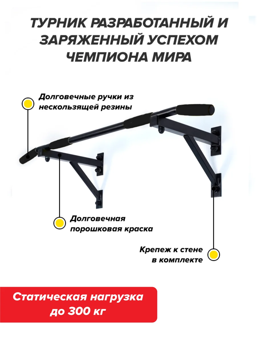 Турник настенный Absolute Champion Aktiv, черный, разборный, Aktiv наддверный