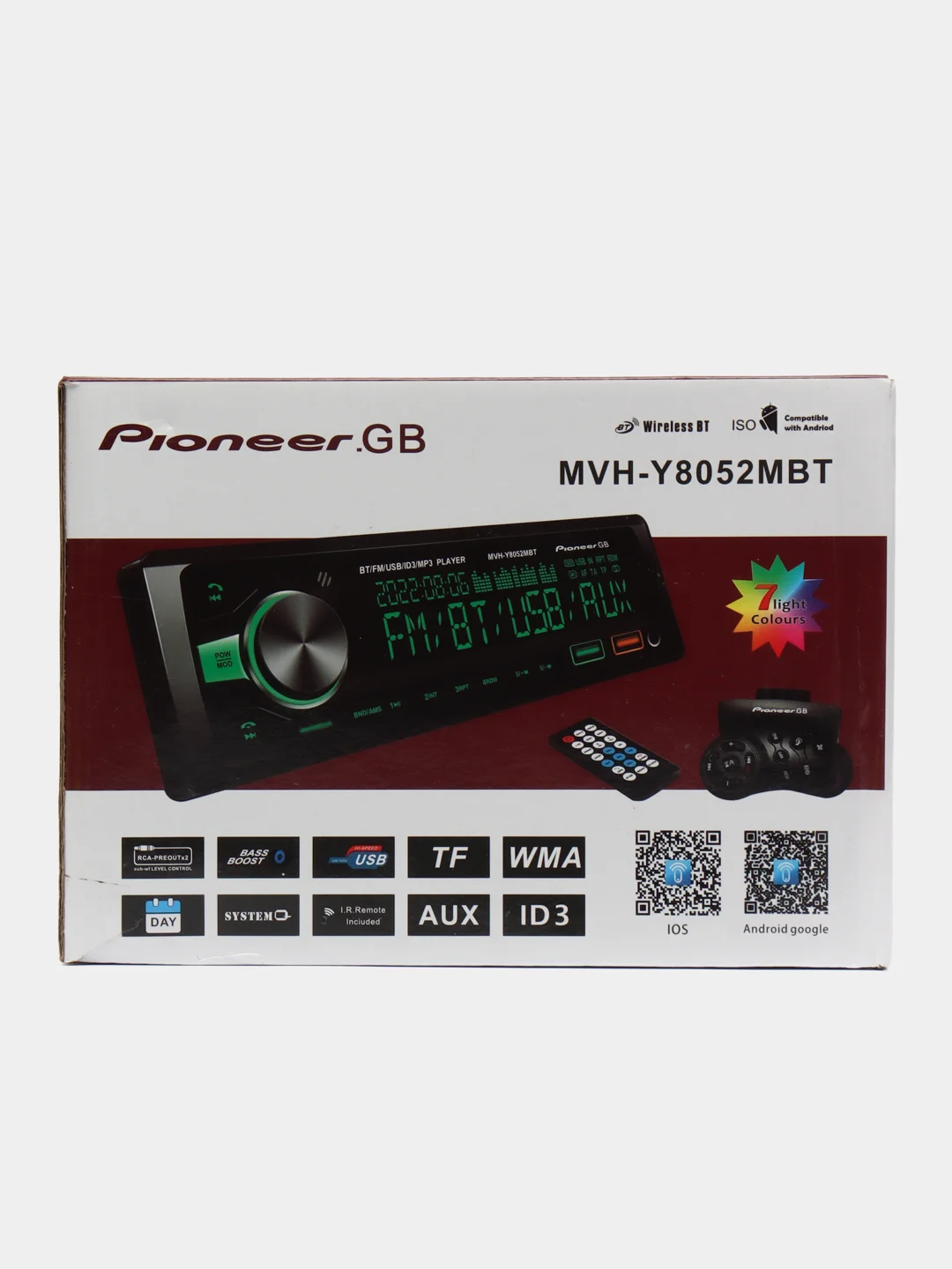 Магнитола автомобильная, 1 DIN, Bluetooth, AUX, USB, пульт в комплекте