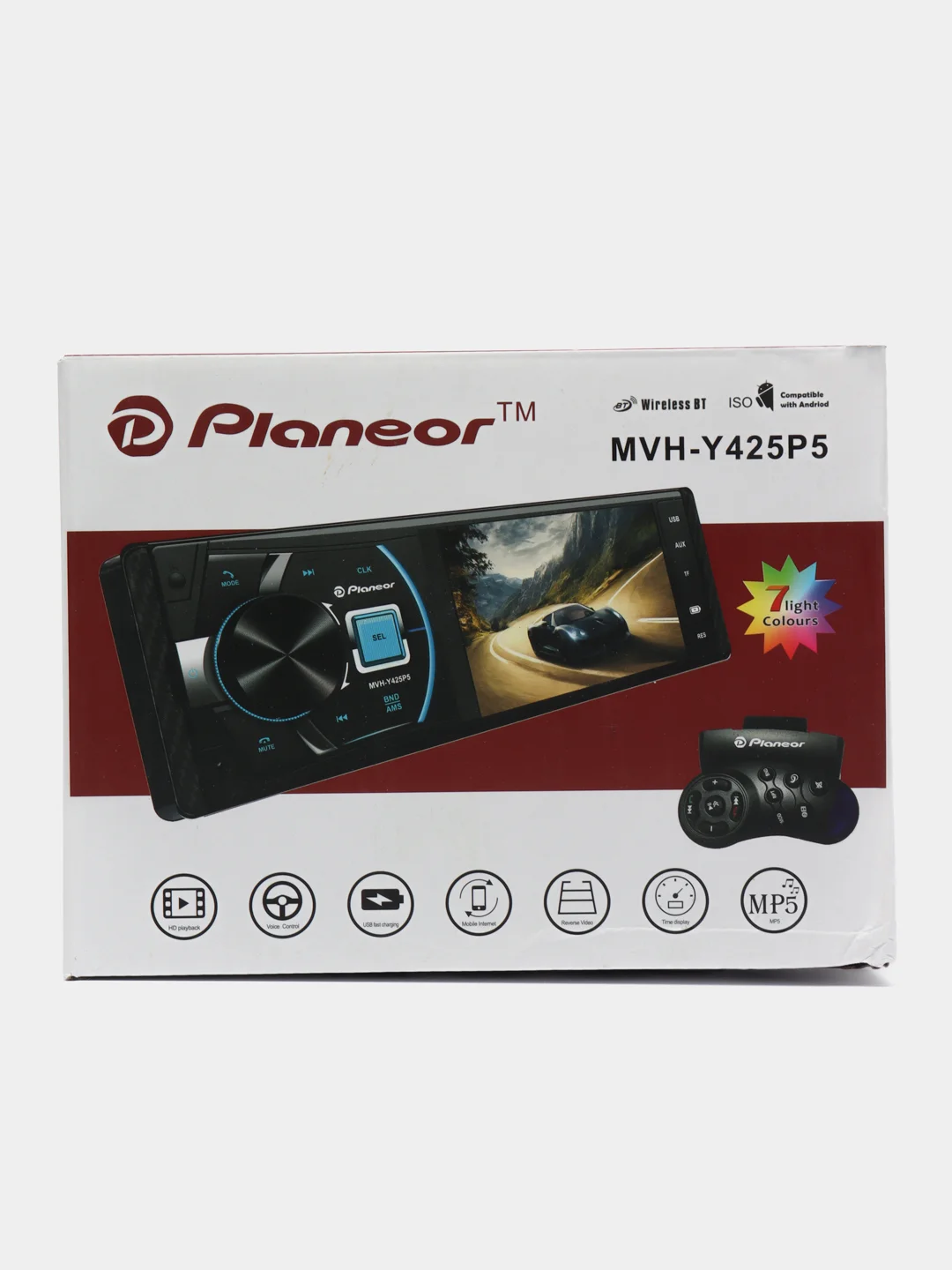 Магнитола автомобильная 1 DIN, с экраном 4,2", Bluetooth, USB, AUX, пульт