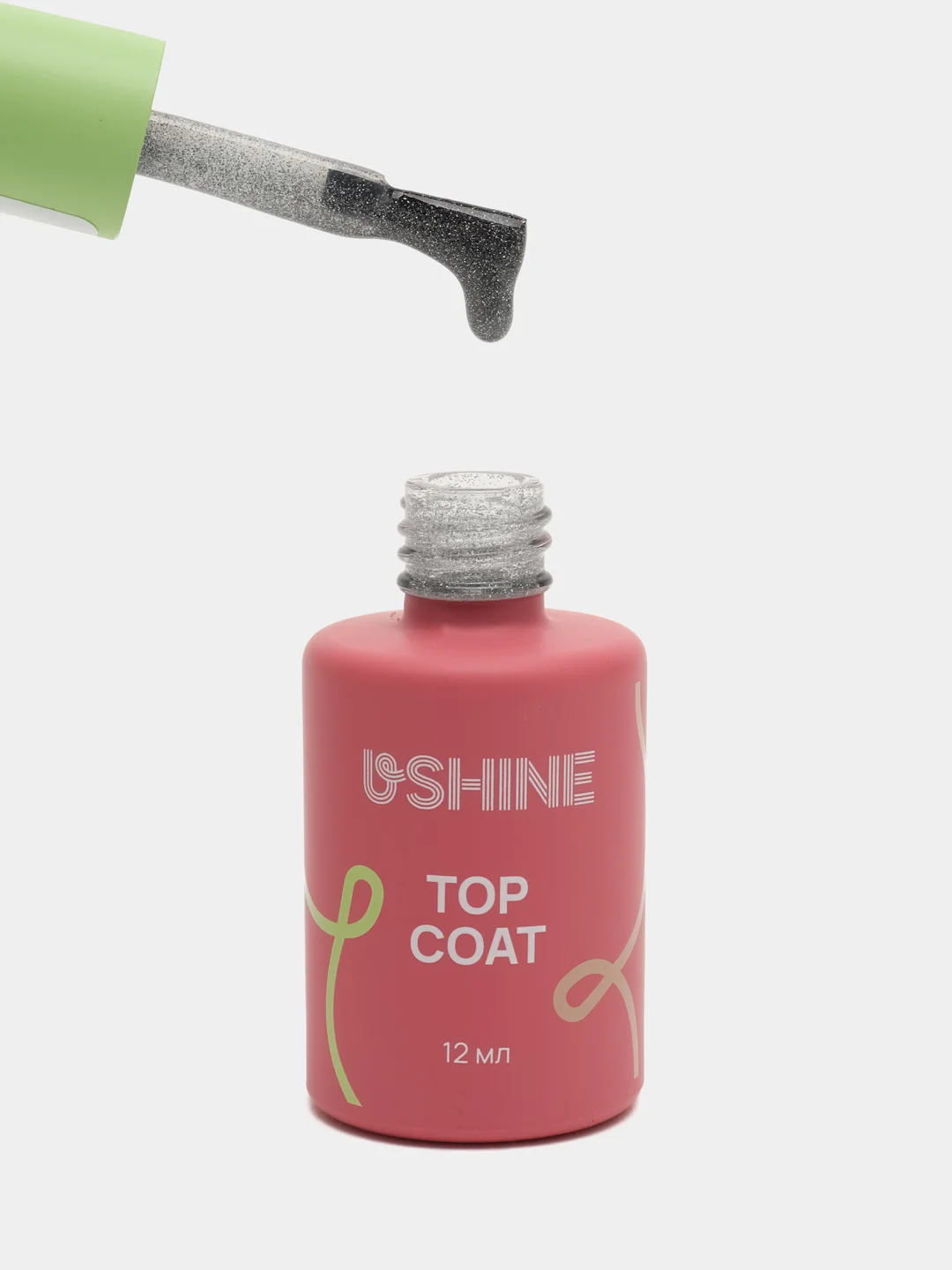 Топ для гель лака светоотражающий с блестками, завершающее покрытие USHINE