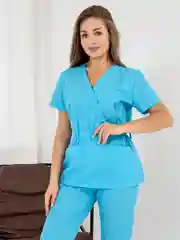 Голубой медицинский костюм, женский