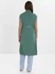 Зеленый жилет женский, длинный, теплый, вязанный, жилет с поясом, жилетка