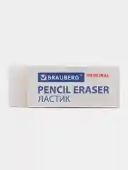 Ластик Brauberg Original, белый, прямоугольный, картонный держатель, 45 х 17 х 10 мм