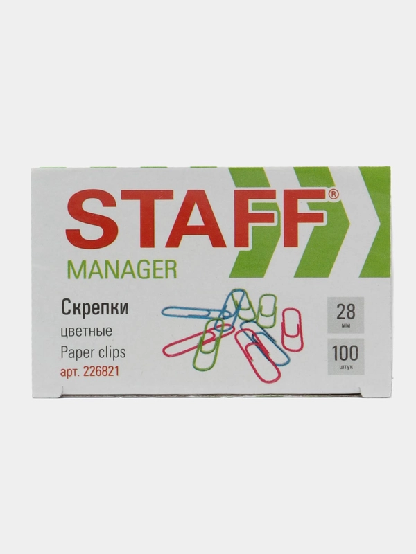Скрепки STAFF Manager, 28 мм, цветные, 100 штук, в картонной коробке