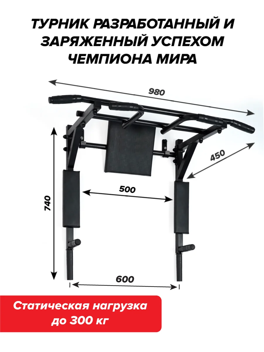 Турник 3 в 1 Absolute Champion Центрл Спорт черный с черными ручками разборный Aktiv