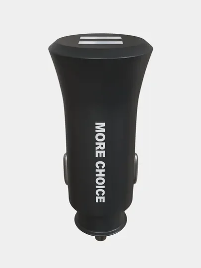 Черный автомобильное зарядное устройство More choice AC23a, 2 USB 2.4A, с кабелем Type-C