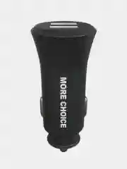 Черный автомобильное зарядное устройство More choice AC23a, 2 USB 2.4A, с кабелем Type-C