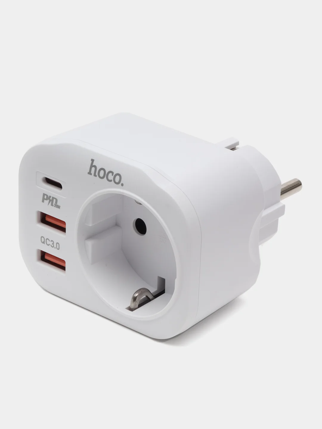Белый сетевой фильтр Hoco NS3, 1 розетка, выходы 2xUSB, QC3.0, 18W, Type-C, PD20W