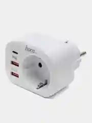 Белый сетевой фильтр Hoco NS3, 1 розетка, выходы 2xUSB, QC3.0, 18W, Type-C, PD20W