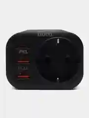 Черный сетевой фильтр Hoco NS3, 1 розетка, выходы 2xUSB, QC3.0, 18W, Type-C, PD20W