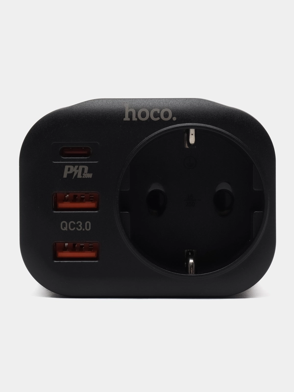 Сетевой фильтр Hoco NS3, 1 розетка, выходы 2xUSB, QC3.0, 18W, Type-C, PD20W