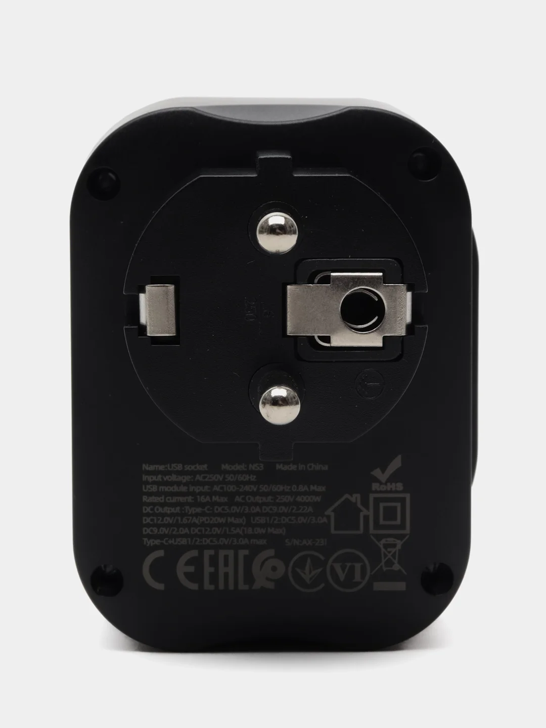 Белый сетевой фильтр Hoco NS3, 1 розетка, выходы 2xUSB, QC3.0, 18W, Type-C, PD20W