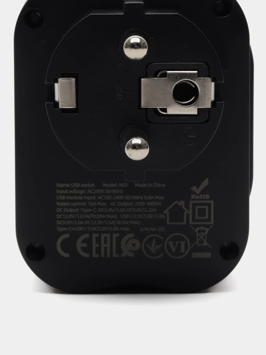 Белый сетевой фильтр Hoco NS3, 1 розетка, выходы 2xUSB, QC3.0, 18W, Type-C, PD20W