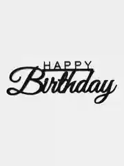 Черный топпер  #Т2 с надписью "Happy Birthday" из зеркального акрила для украшения торта, бенто