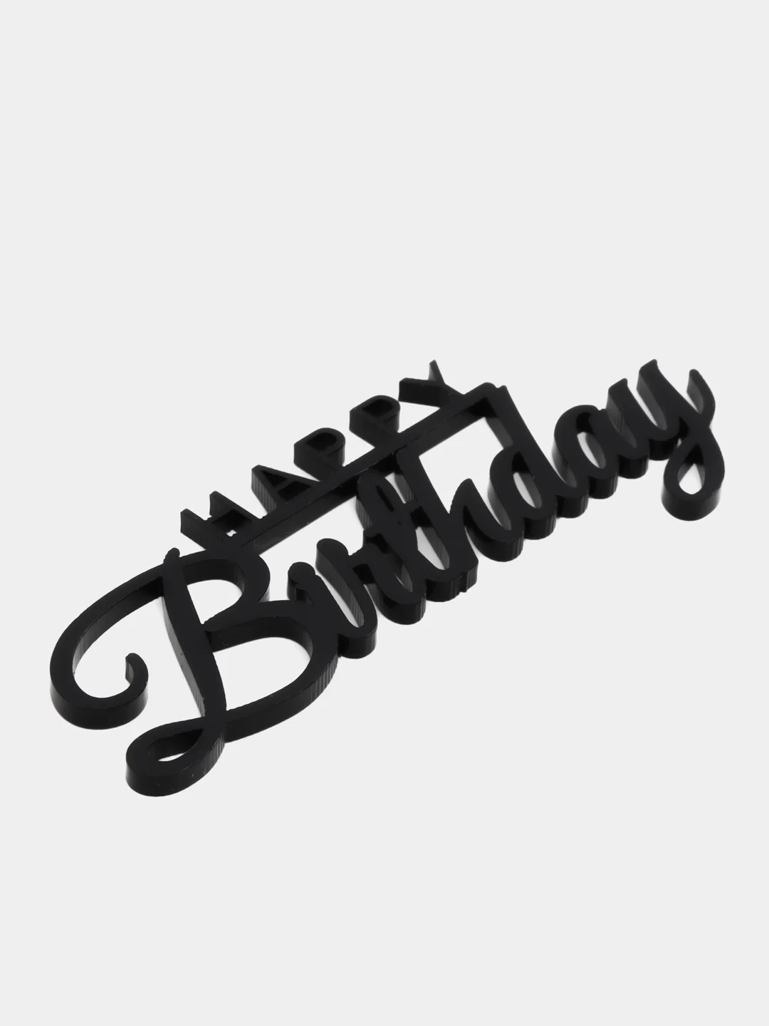 Серебряный топпер  #Т2 с надписью "Happy Birthday" из зеркального акрила для украшения торта, бенто