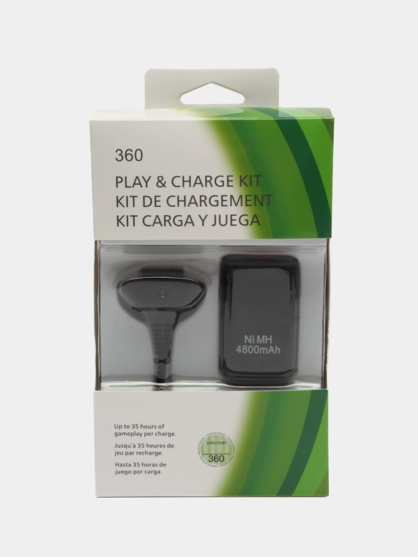Зарядное устройство Xbox 360: кабель + аккумуляторная батарея Play & Charge Kit, 4800 mAh