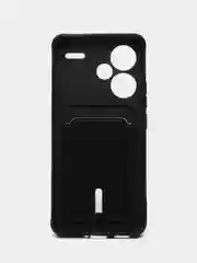 Тёмно-зелёный чехол Xiaomi Redmi Note 13 Pro Plus (Нот 13 Про Плюс), силиконовый, с карманом для карты
