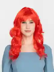 Красный парик цветной, длинный, карнавальный, новогодний