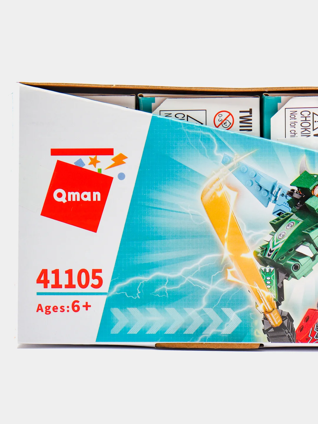 Красный конструктор QMAN 41105 Робот-трансформер, Динозавры, 6 в 1