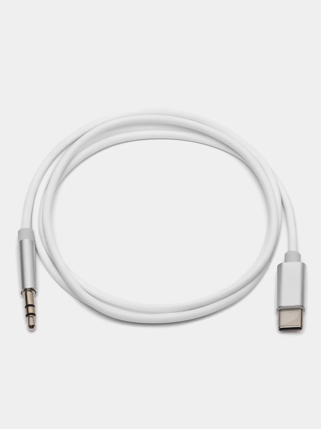 Белый кабель-переходник AUX Type-C 3,5мм, jack, 1 м