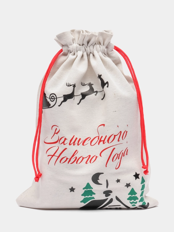 Мешок-пакет подарочный, новогодний, с завязками, 30 х 40 см