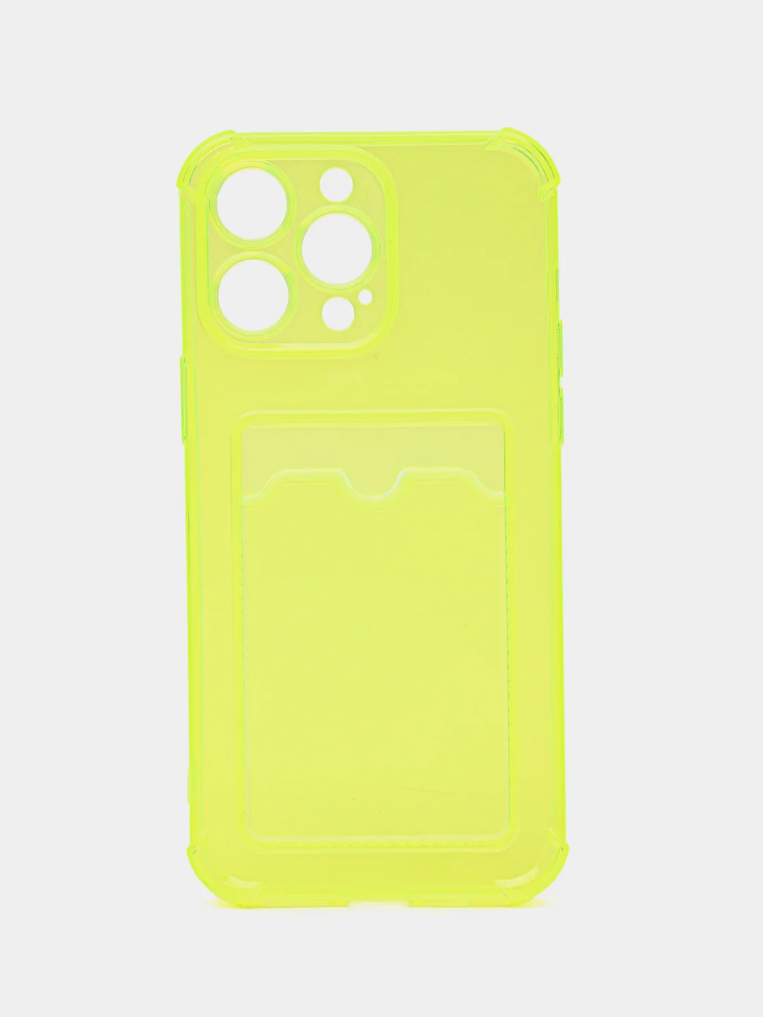 Желтый чехол силиконовый для iPhone 14 Pro Max (Айфон 14 Про Макс), с карманом для карт