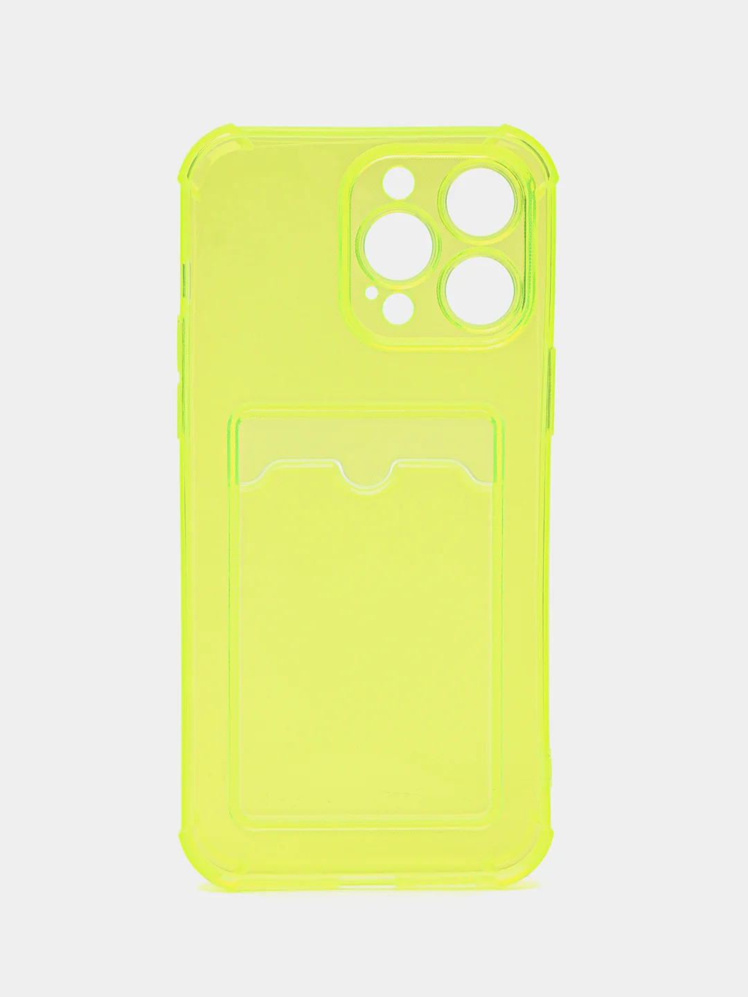 Желтый чехол силиконовый для iPhone 14 Pro Max (Айфон 14 Про Макс), с карманом для карт