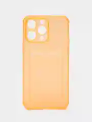 Оранжевый чехол силиконовый для iPhone 14 Pro Max (Айфон 14 Про Макс), с карманом для карт