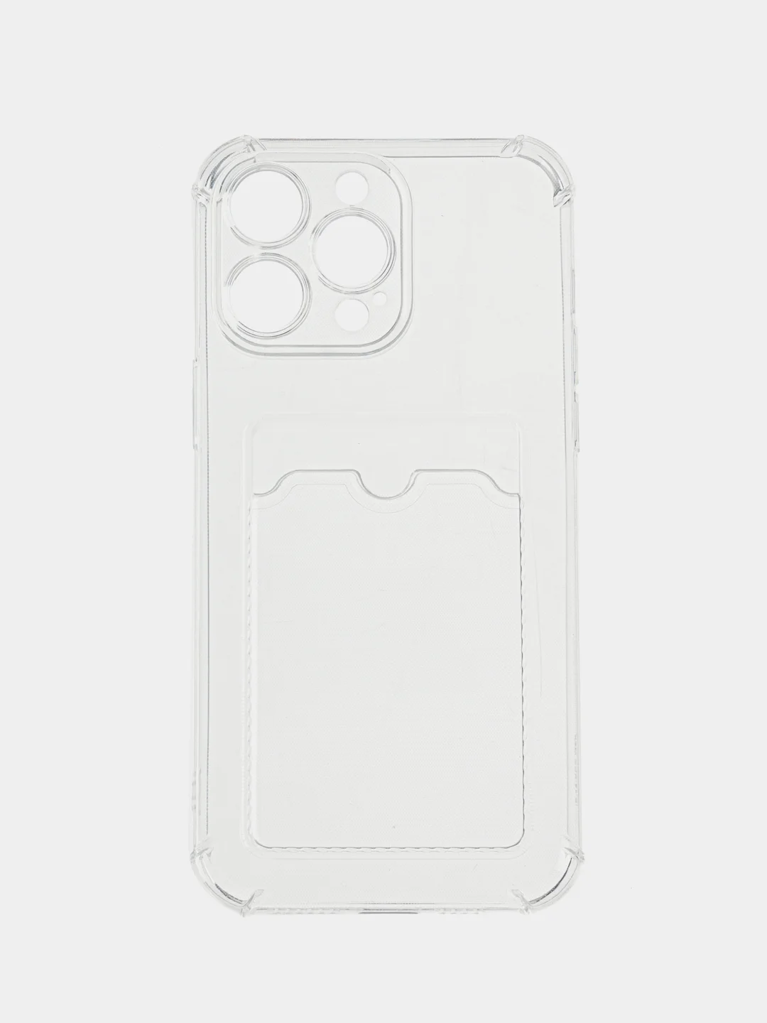 Прозрачный чехол силиконовый для iPhone 14 Pro Max (Айфон 14 Про Макс), с карманом для карт