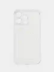 Прозрачный чехол силиконовый для iPhone 14 Pro Max (Айфон 14 Про Макс), с карманом для карт