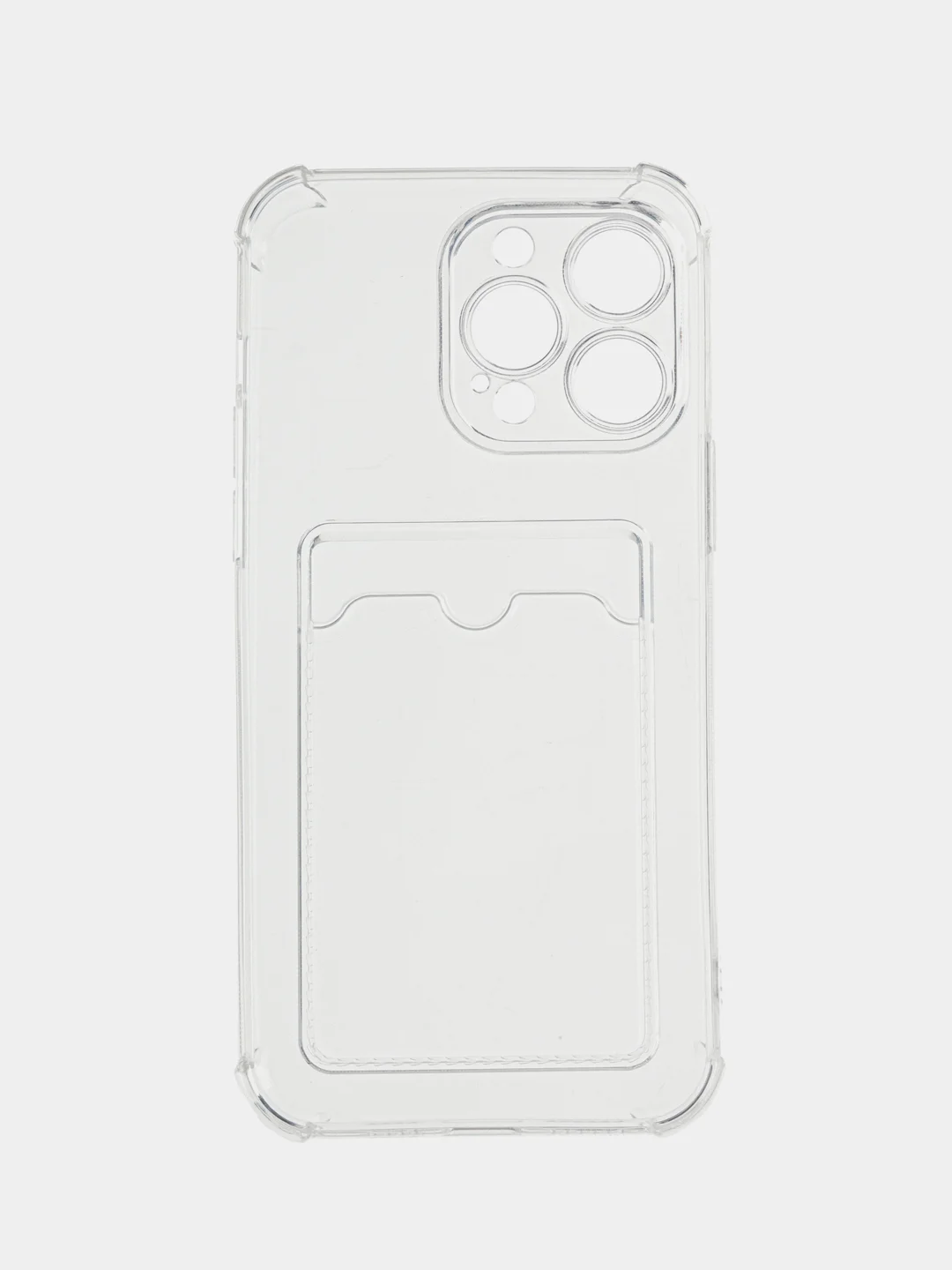 Прозрачный чехол силиконовый для iPhone 14 Pro Max (Айфон 14 Про Макс), с карманом для карт