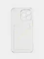 Прозрачный чехол силиконовый для iPhone 14 Pro Max (Айфон 14 Про Макс), с карманом для карт