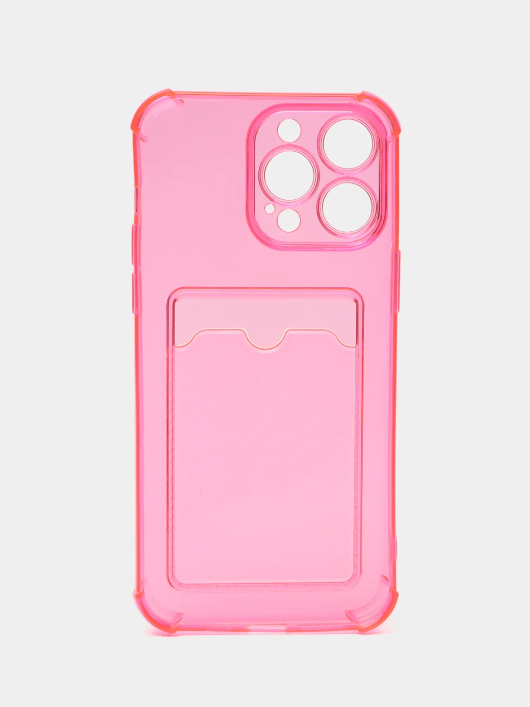 Розовый чехол силиконовый для iPhone 14 Pro Max (Айфон 14 Про Макс), с карманом для карт