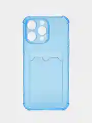 Синий чехол силиконовый для iPhone 14 Pro Max (Айфон 14 Про Макс), с карманом для карт