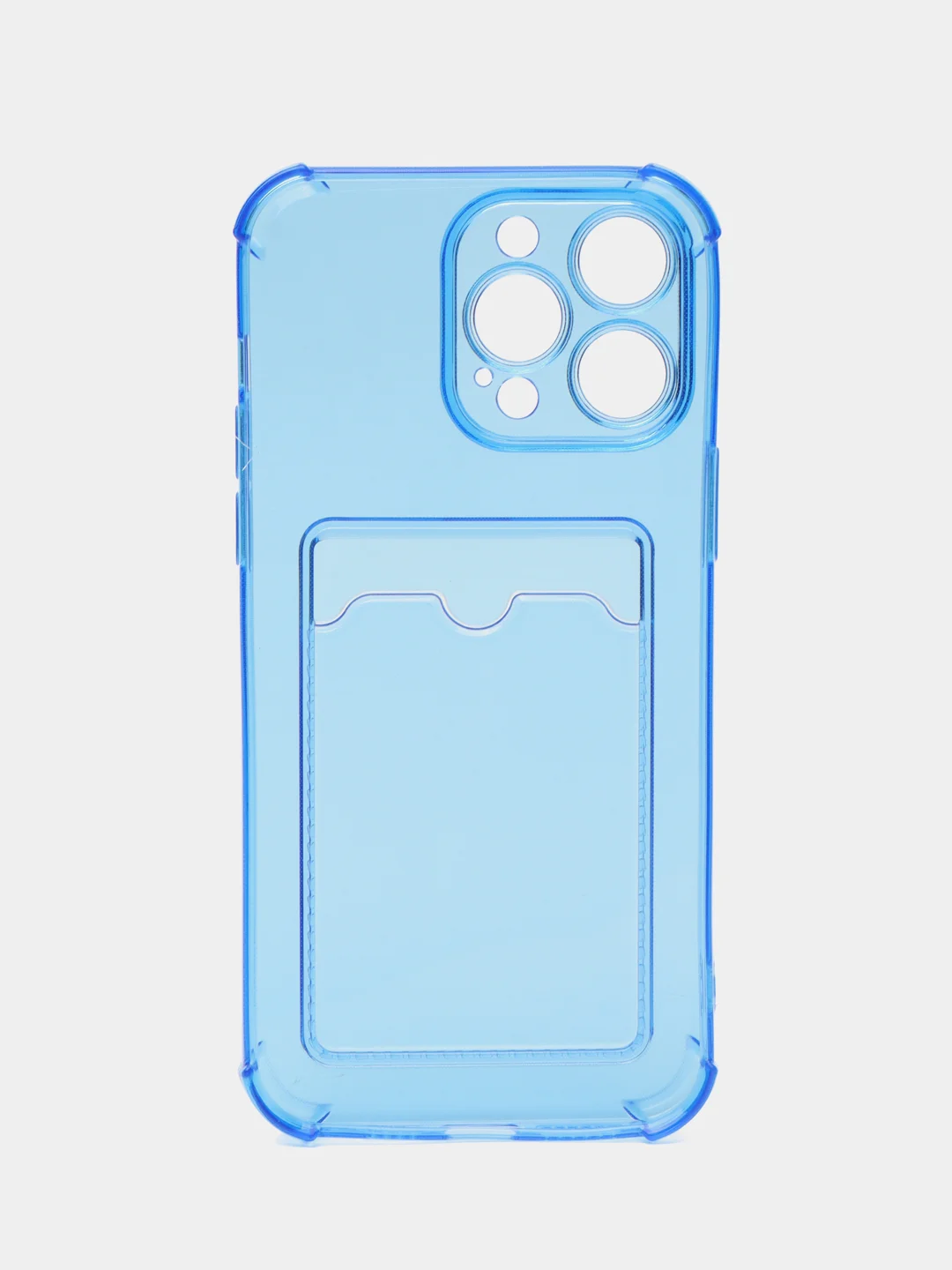 Синий чехол силиконовый для iPhone 14 Pro Max (Айфон 14 Про Макс), с карманом для карт