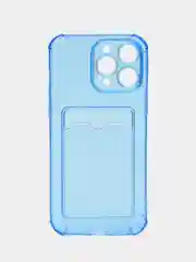 Синий чехол силиконовый для iPhone 14 Pro Max (Айфон 14 Про Макс), с карманом для карт