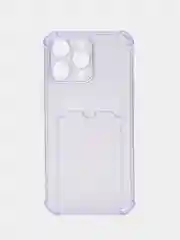 Фиолетовый чехол силиконовый для iPhone 14 Pro Max (Айфон 14 Про Макс), с карманом для карт