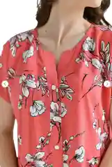 Кораллово-розовый халат-рубашка женская домашняя
