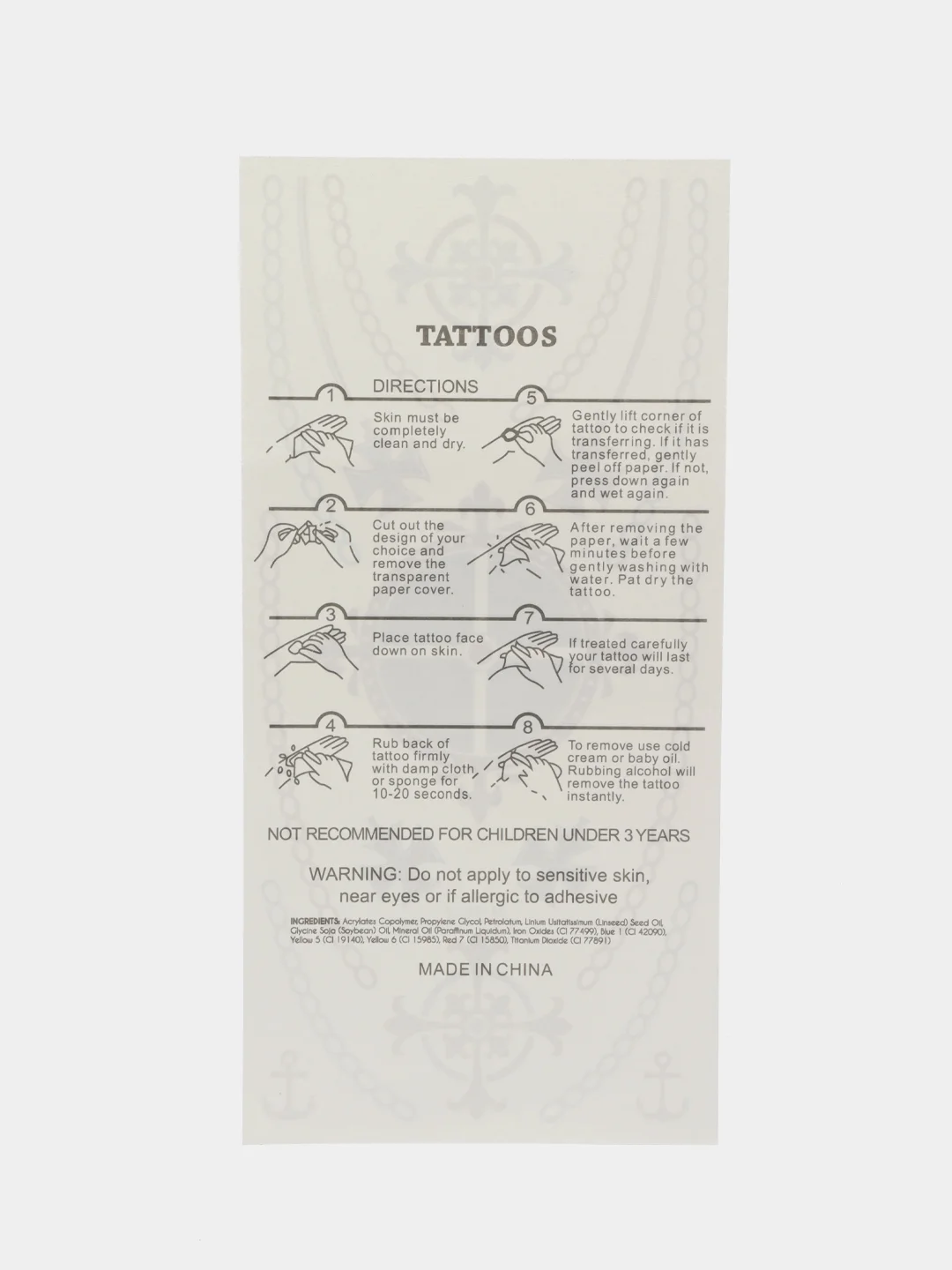 Золотой временные татуировки Flash Tattoo