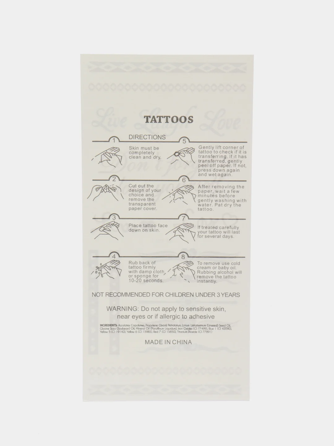 Золотой временные татуировки, FLASH TATTOO