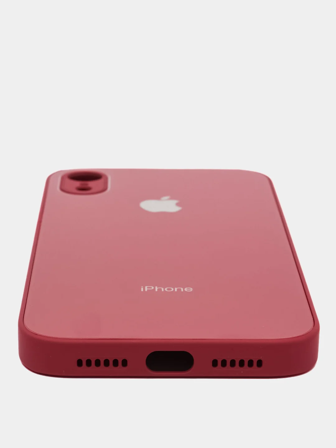 Багровый чехол для iPhone XR, силиконовый, со стеклянной панелью