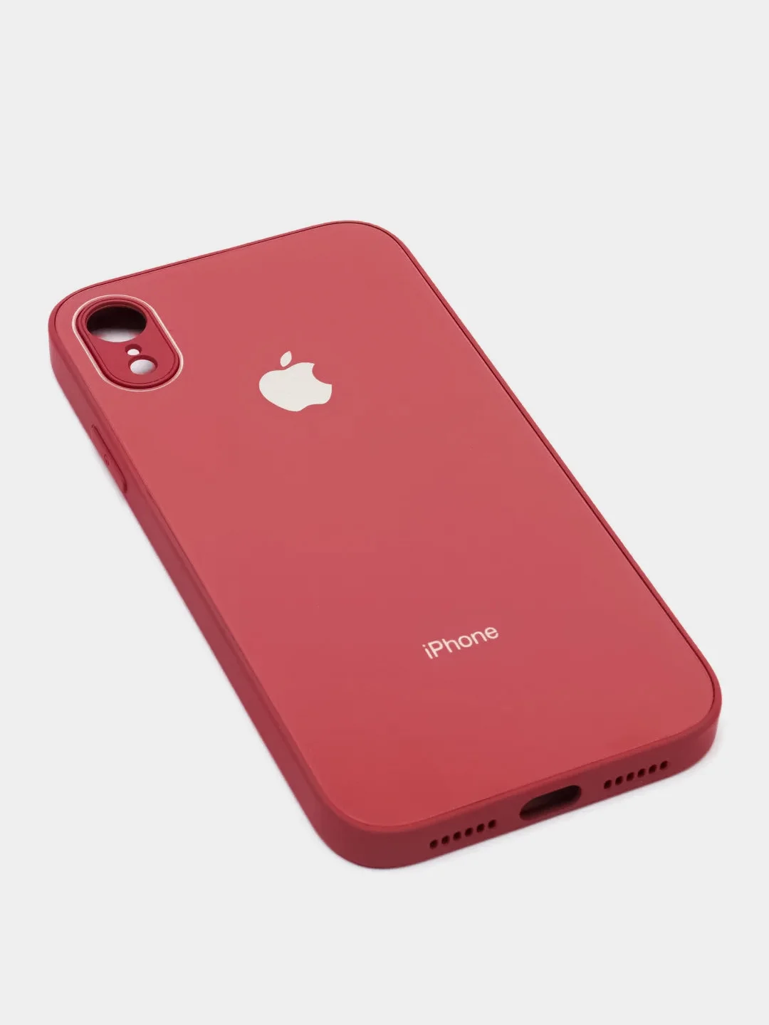 Багровый чехол для iPhone XR, силиконовый, со стеклянной панелью