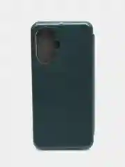 Зеленый чехол-книжка для Realme C55 встроена магнитная застежка и удобный карман для карт и денег
