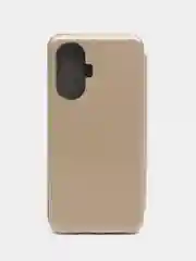 Золотой чехол-книжка для Realme C55 встроена магнитная застежка и удобный карман для карт и денег
