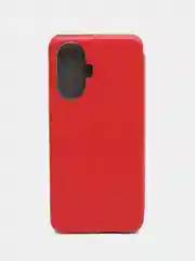 Красный чехол-книжка для Realme C55 встроена магнитная застежка и удобный карман для карт и денег
