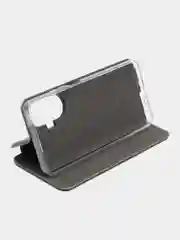 Серый чехол-книжка для Realme C55 встроена магнитная застежка и удобный карман для карт и денег
