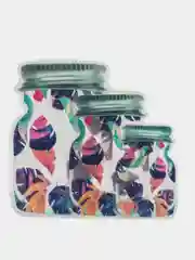 Бирюзовый пакеты для продуктов zip-lock "Листья", набор